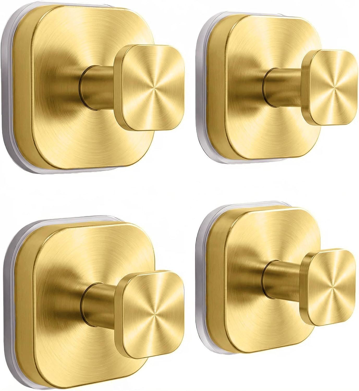 Suction Cup Hooks for Inside Shower,Heavy Duty Reusable No-Drill Hooks for Bathroom Wall,Glass,Windows,Tile-for Hanging Towels,Robes,Loofah - Wreath Hangers for Front Door,4packs (Gold) - Image 1