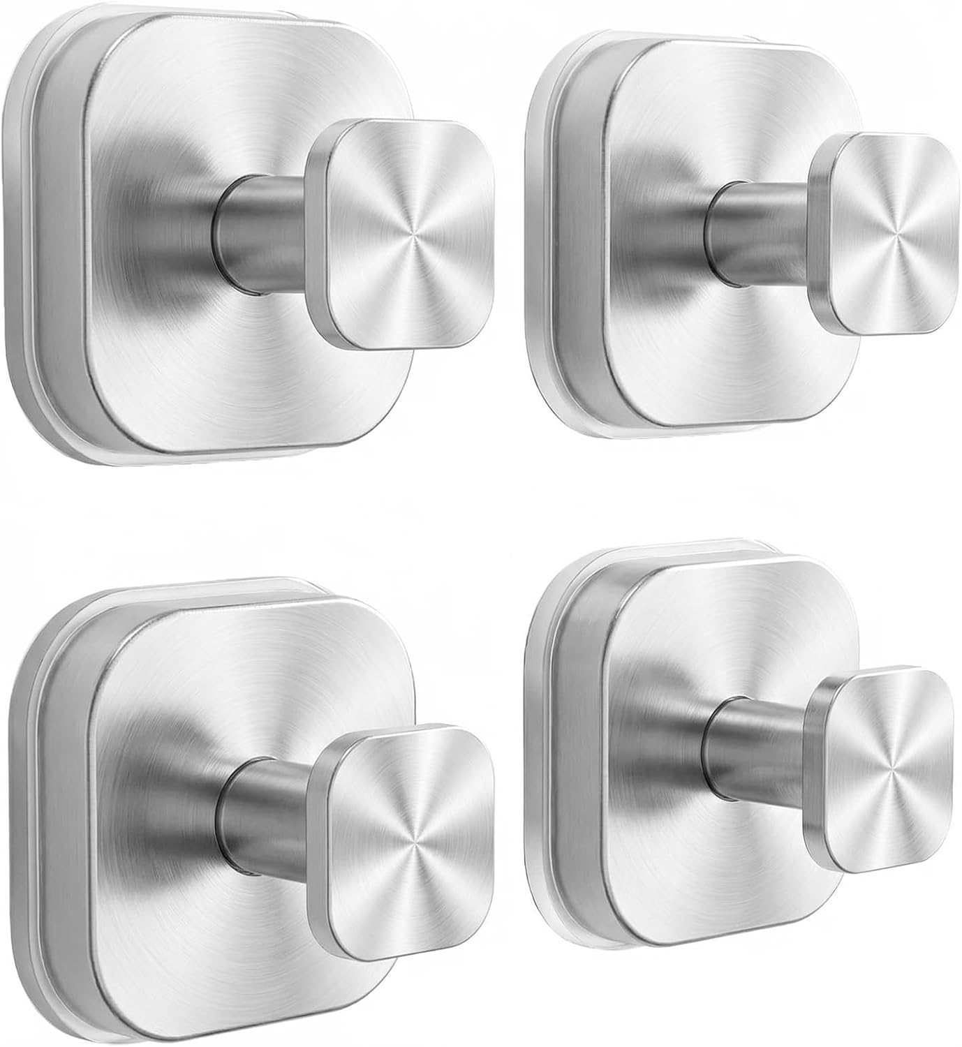 Suction Cup Hooks for Inside Shower,Heavy Duty Reusable No-Drill Hooks for Bathroom Wall,Glass,Windows,Tile - for Hanging Towels,Robes,Loofah-Wreath Hangers for Front Door,4packs (Silver) - Image 1