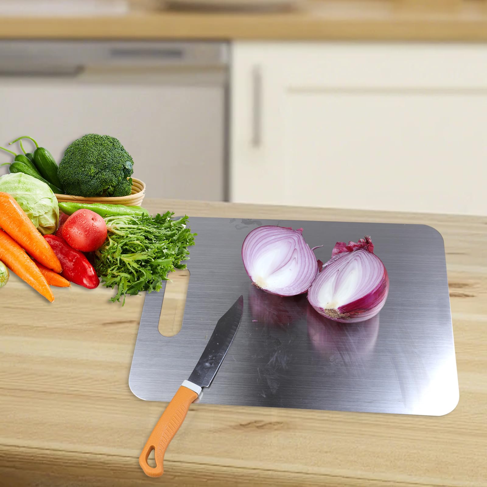 Titanium Cutting Board for Kitchen, Food-Grade 304 Stainless Steel Cutting Board, Suitable for Meat, Fruits and Vegetables (15.1 × 11 inches and 13.4 × 9 inches) - Image 2