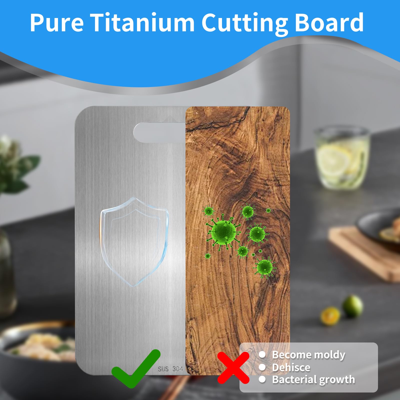 Titanium Cutting Board for Kitchen, Food-Grade 304 Stainless Steel Cutting Board, Suitable for Meat, Fruits and Vegetables (15.1 × 11 inches and 13.4 × 9 inches) - Image 3