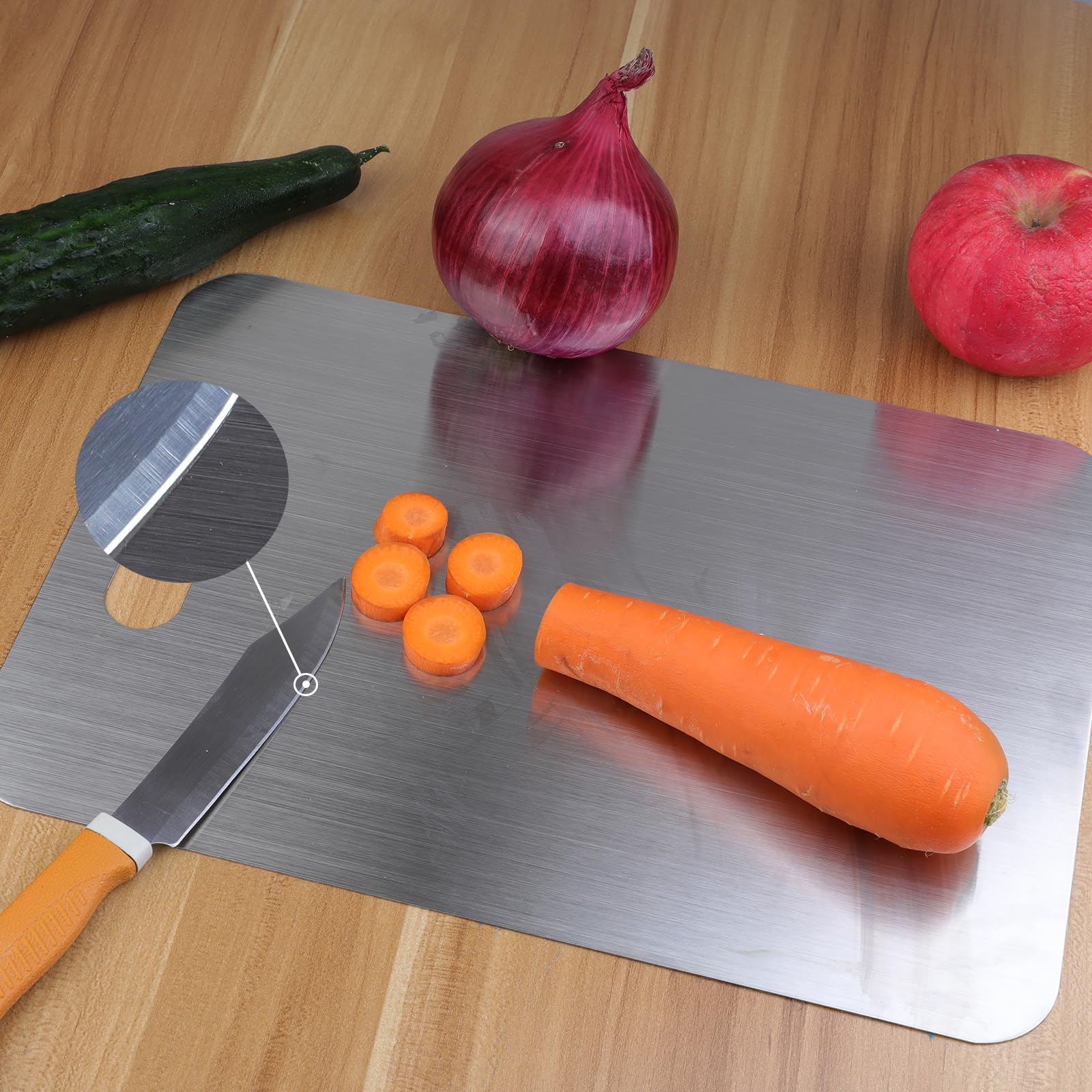Titanium Cutting Board for Kitchen, Food-Grade 304 Stainless Steel Cutting Board, Suitable for Meat, Fruits and Vegetables (15.1 × 11 inches and 13.4 × 9 inches) - Image 4