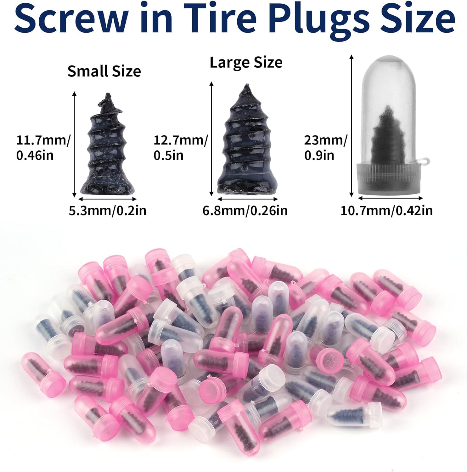 Screw On Tire Plugs, 50 Tire Repair Screws, Tire Repair Rubber Nail Kit, Tire Screw Plug Repair Kit, Spin Tire Repair Plug for Car, Motorcycle, Truck, Tractor Tire Puncture Repair - Image 2