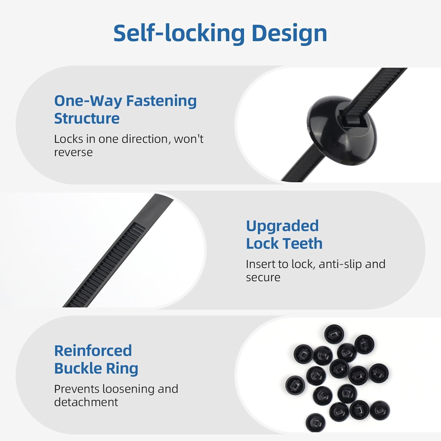200 Pcs Nylon Universal Cable Buckle for Car - Self-Locking & Easy Installation Zipper Clamp Pin & Button Design - UV Resistant Zipper Tie Tie for Quick and Easy Car Everyday Repair - Image 3