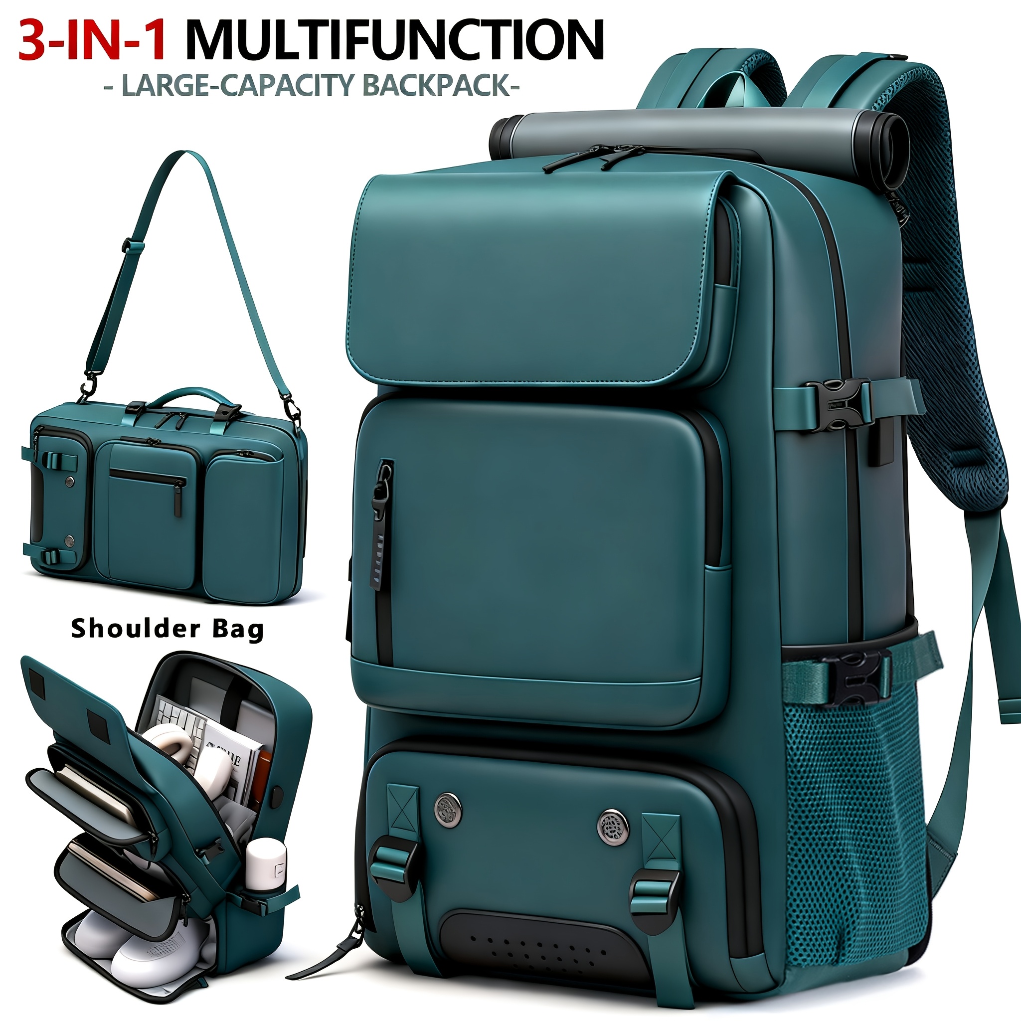 18.1-inch Easy-Travel Bag (46×30×16 cm): Four carrying modes in one bag, with independent shoe compartment and freely switchable hidden shoulder straps.(BLACK) - Image 8