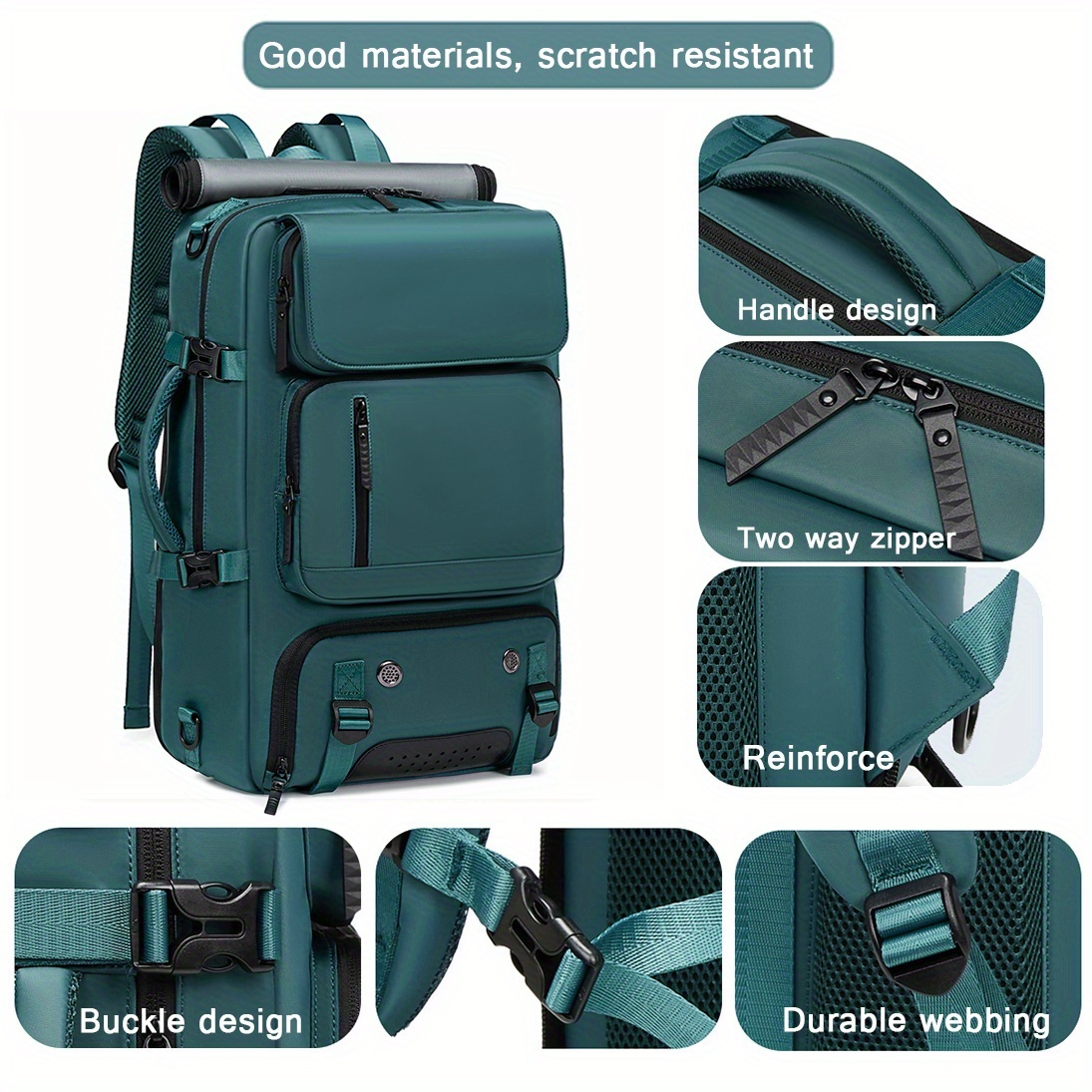 18.1-inch Easy-Travel Bag (46×30×16 cm): Four carrying modes in one bag, with independent shoe compartment and freely switchable hidden shoulder straps.(peacock blue） - Image 2