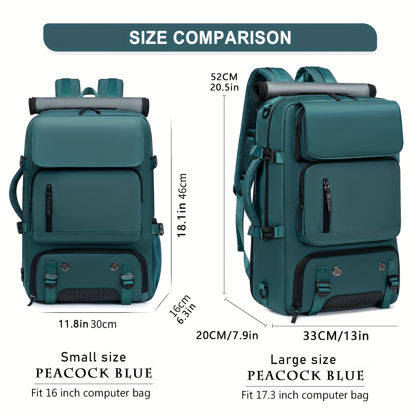 18.1-inch Easy-Travel Bag (46×30×16 cm): Four carrying modes in one bag, with independent shoe compartment and freely switchable hidden shoulder straps.(Army green） - Image 4