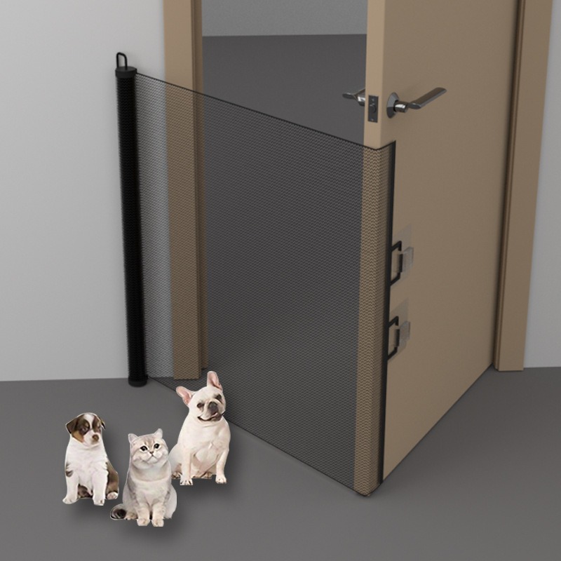 Expandable Pet Fence, made of PVC mesh material, easy to install, suitable for small dogs, cats, and various pets. No-drilling design effectively prevents pets from escaping, making it an ideal choice for stairs, corridors, and doorways.  （WHITE） - Image 4
