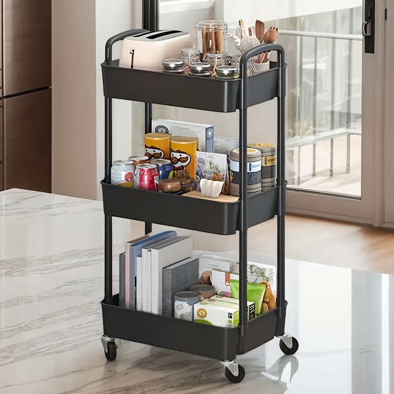 Four-Tier Rolling Cosmetics Storage Rack - Made of durable plastic, equipped with 360-degree swivel casters, strong load-bearing capacity - Suitable for bathroom, bedroom, kitchen, and home storage | White - Image 7