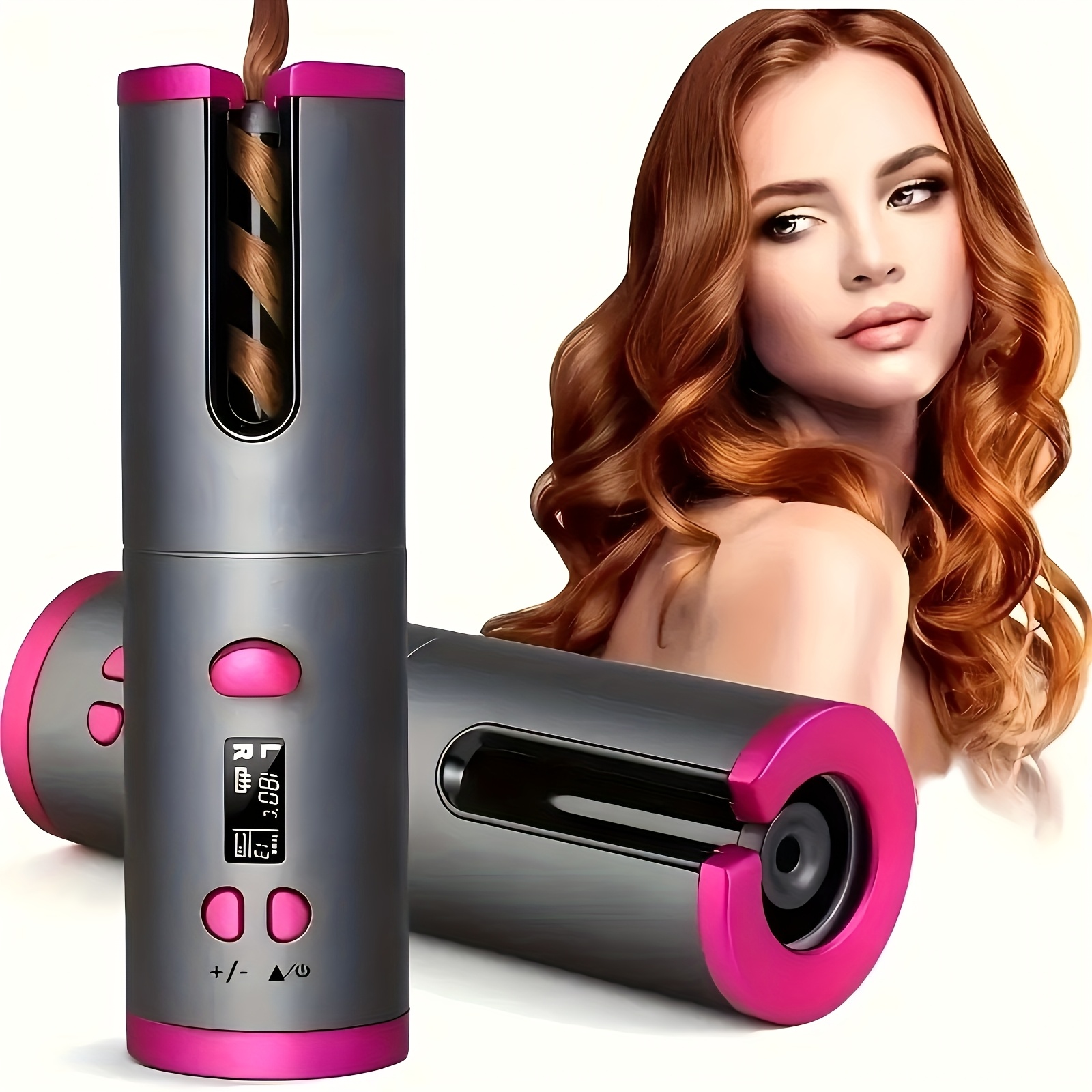 USB LCD Wireless Charging Automatic Portable Hair Curler Smart Home Personal Care Appliance Mini Hair Curling Iron, Stylish Design, Multiple Colors Available - Image 1