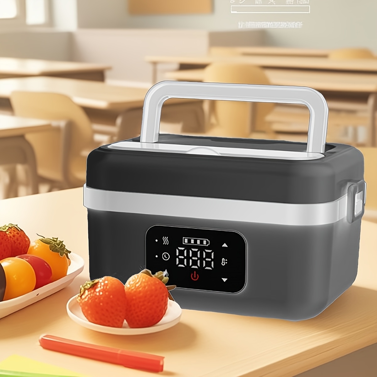 Electric Heating Insulated Lunch Box | 304 Stainless Steel Portable Insulated Storage Container, Suitable for Office, Camping, Picnics | Compact Insulated Food Container with Charging Function, No Water Needed(black) - Image 1