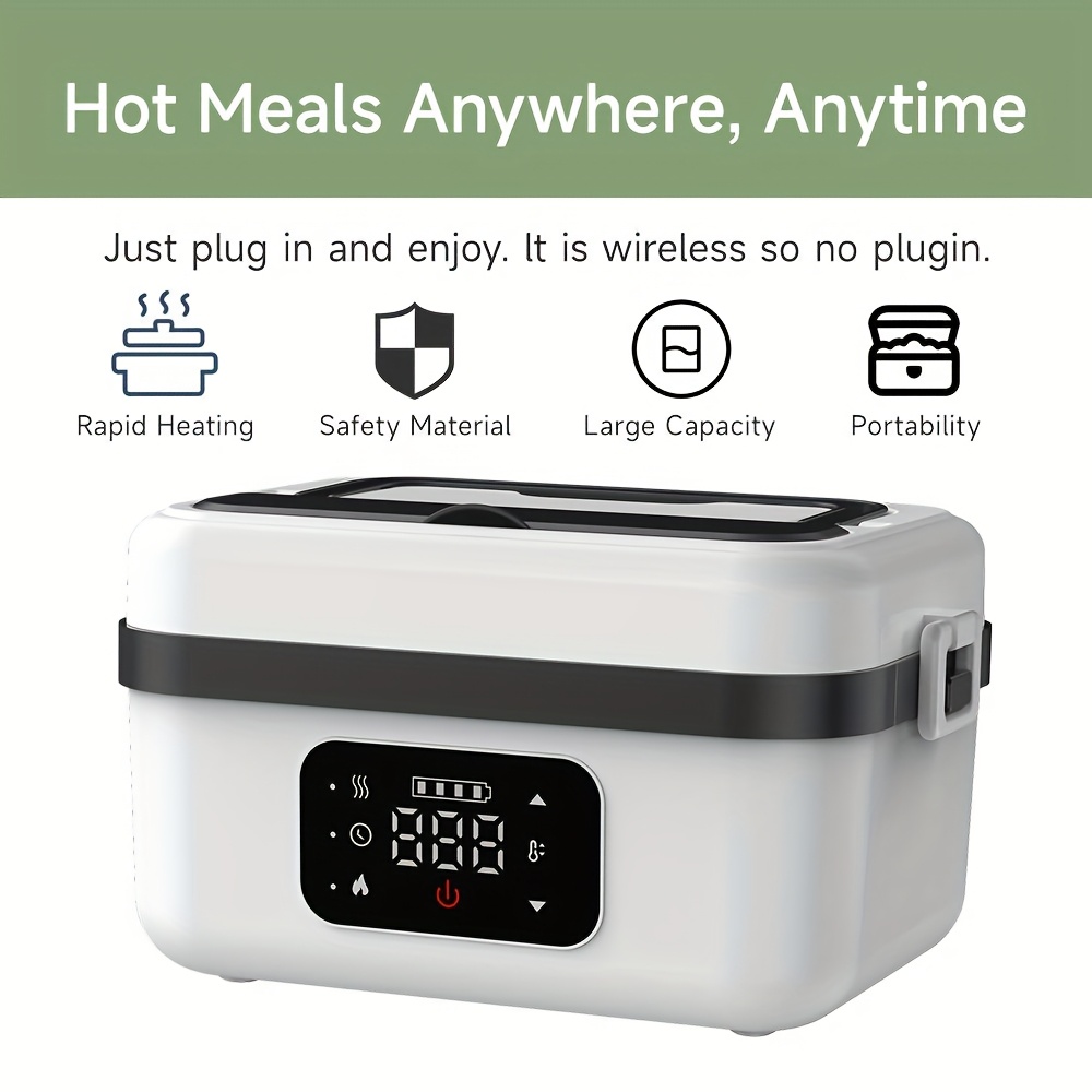 Electric Heating Insulated Lunch Box | 304 Stainless Steel Portable Insulated Storage Container, Suitable for Office, Camping, Picnics | Compact Insulated Food Container with Charging Function, No Water Needed(black) - Image 2