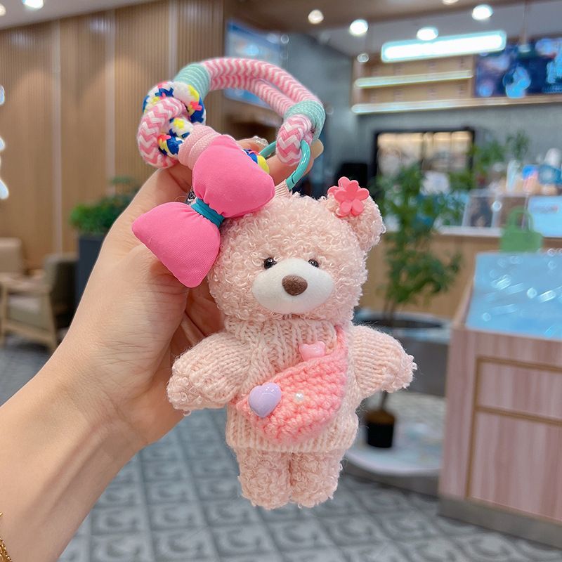 cute teddy bear keychain, knitted sweater keychain, plush keychain, bag charm, women's accessory, fashion accessory, Australian fashion, gift for her - Blue - Size 1 - Image 4