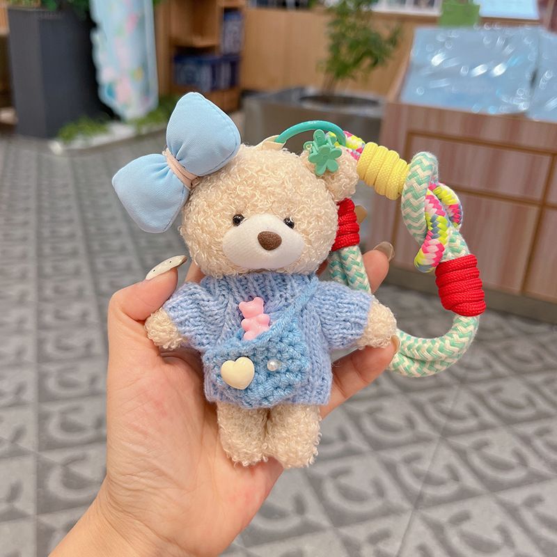 cute teddy bear keychain, knitted sweater keychain, plush keychain, bag charm, women's accessory, fashion accessory, Australian fashion, gift for her - Blue - Size 1 - Image 7