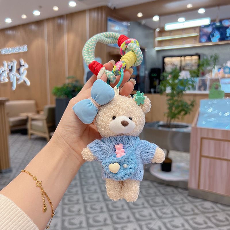 cute teddy bear keychain, knitted sweater keychain, plush keychain, bag charm, women's accessory, fashion accessory, Australian fashion, gift for her - Pink - Size 1 - Image 4