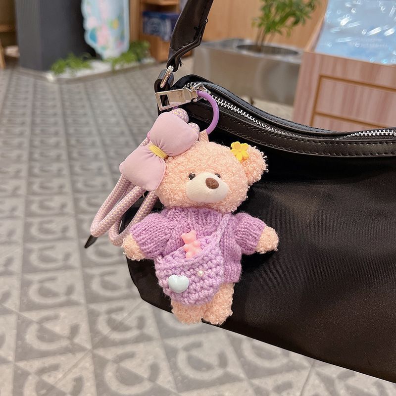 cute teddy bear keychain, knitted sweater keychain, plush keychain, bag charm, women's accessory, fashion accessory, Australian fashion, gift for her - Pink - Size 1 - Image 8