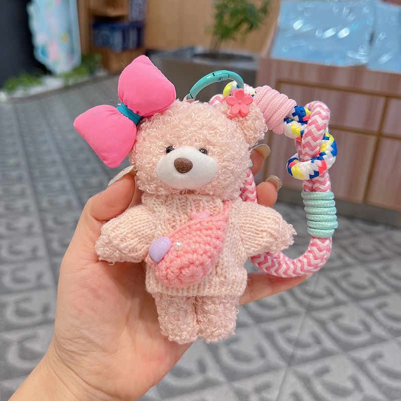 cute teddy bear keychain, knitted sweater keychain, plush keychain, bag charm, women's accessory, fashion accessory, Australian fashion, gift for her - Purple - Size 1 - Image 5