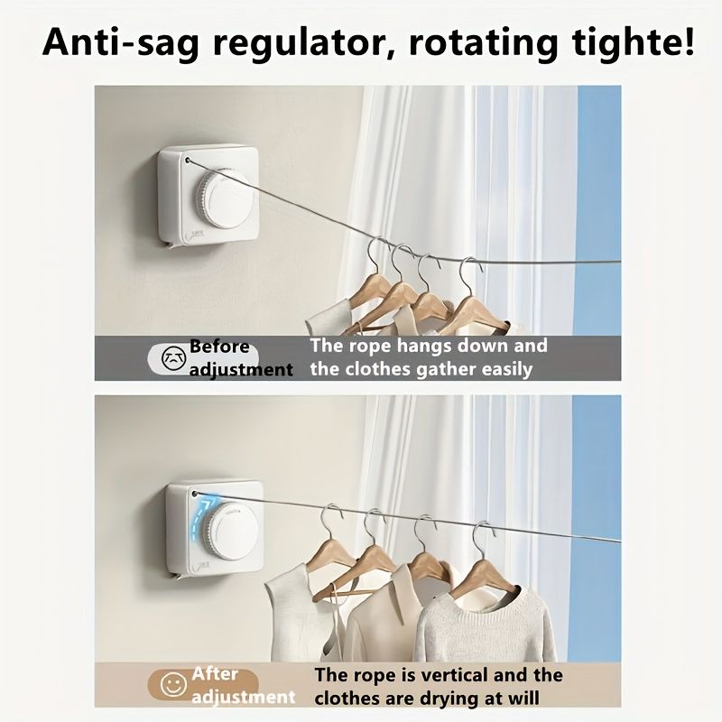 Gray Wall-Mounted Adjustable Clothes Hanger, Space-Saving Laundry Organizer - Image 7
