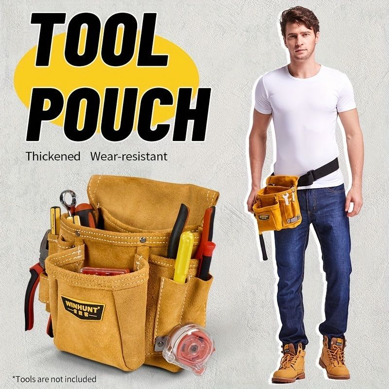 Leather Tool Pouch Tool Storage Australia Adjustable Belt Tool Pouch Fine - Yellow - Size regular - Image 1
