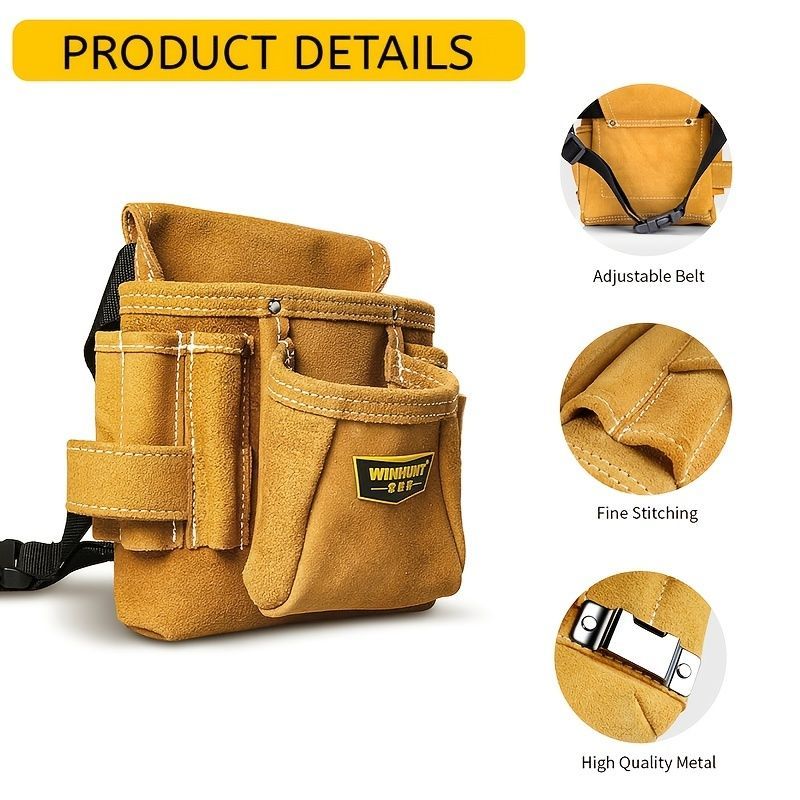 Leather Tool Pouch Tool Storage Australia Adjustable Belt Tool Pouch Fine - Yellow - Size regular - Image 3