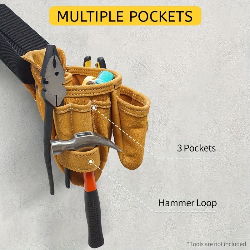 Leather Tool Pouch Tool Storage Australia Adjustable Belt Tool Pouch Fine - Yellow - Size regular - Image 7