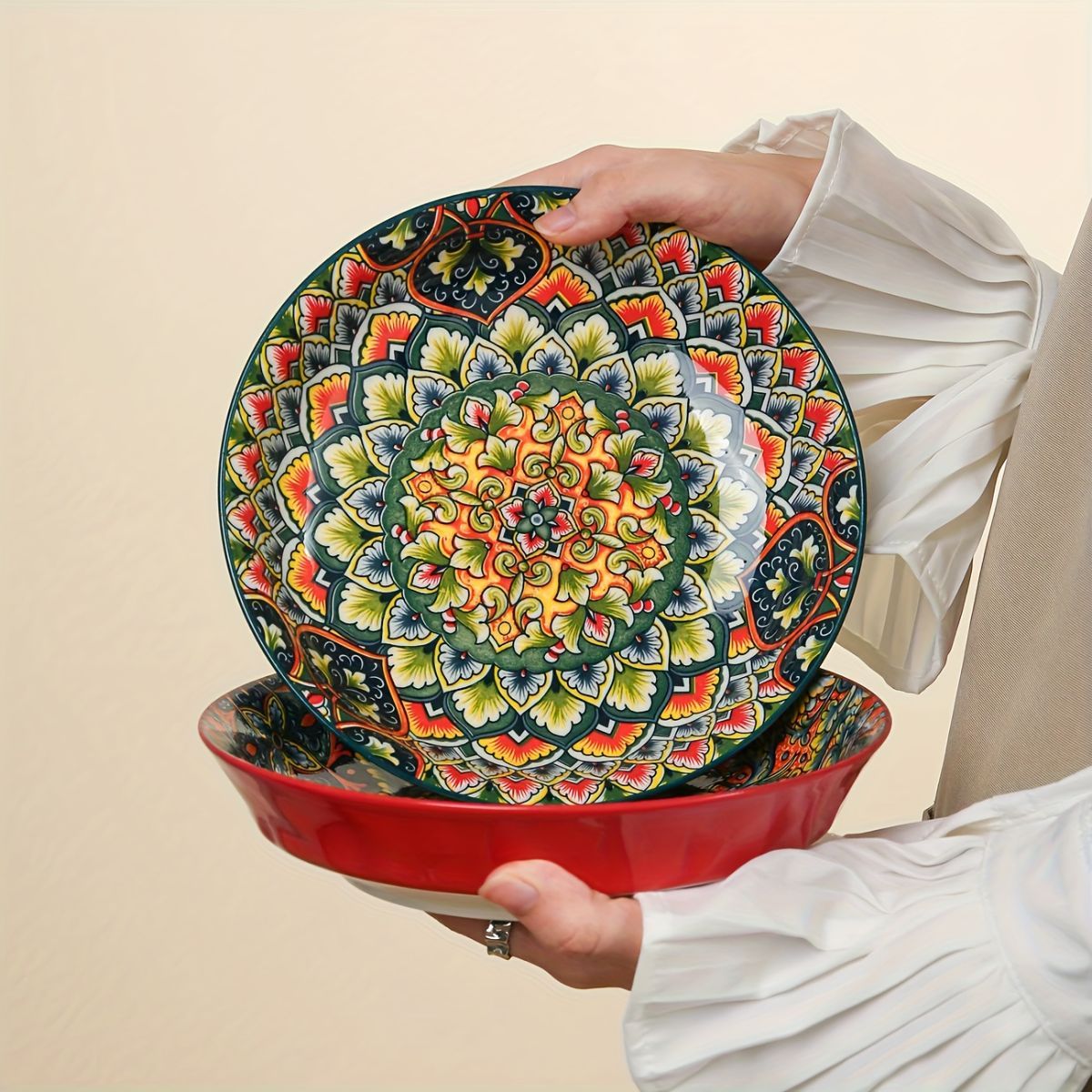 Ceramic Dinner Plates 4-Piece Set Unique Design High-Quality Ceramic Versatile - Multi - Size Pack of 4 pieces - Image 2