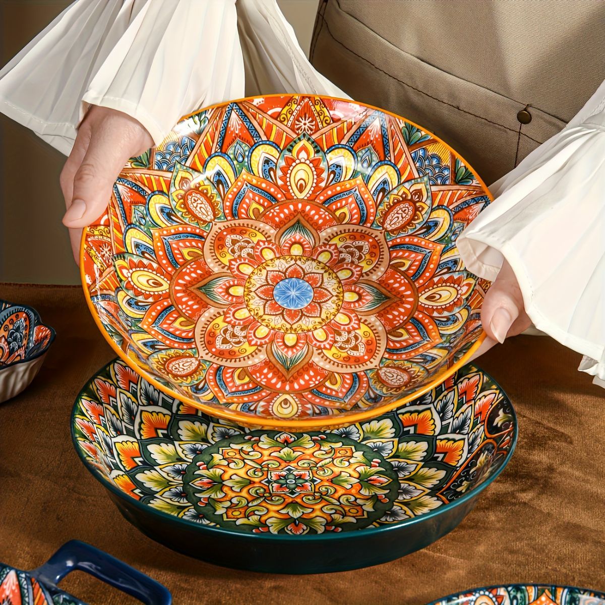 Ceramic Dinner Plates 4-Piece Set Unique Design High-Quality Ceramic Versatile - Multi - Size Pack of 4 pieces - Image 7