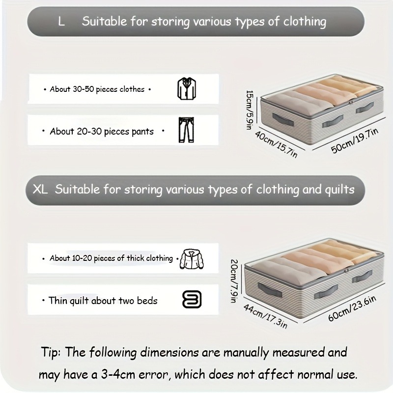 Large Storage Organizer Bag - Made from heavy-duty non-woven fabric with transparent windows, multi-layer clothing storage box suitable for wardrobes, under-bed, and travel. （XL） - Image 3