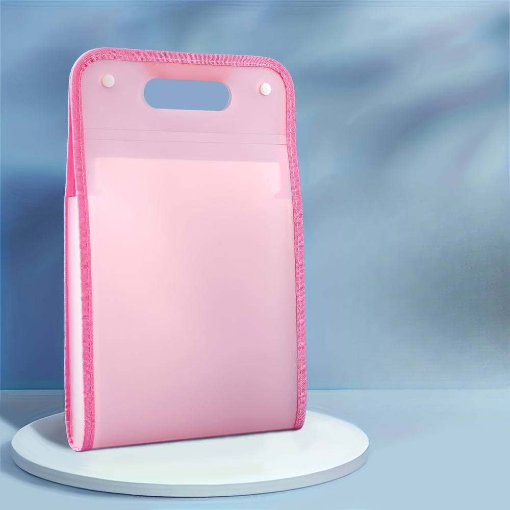 13-Pocket Accordion File Folder — A4 Portable Vertical Folding Organizer with Index Tabs, Suitable for School, Office, Student, and Professional Document Organization, Made of High-Clarity Waterproof Material, Expandable Multi-Functional File Pouch（pink） - Image 1