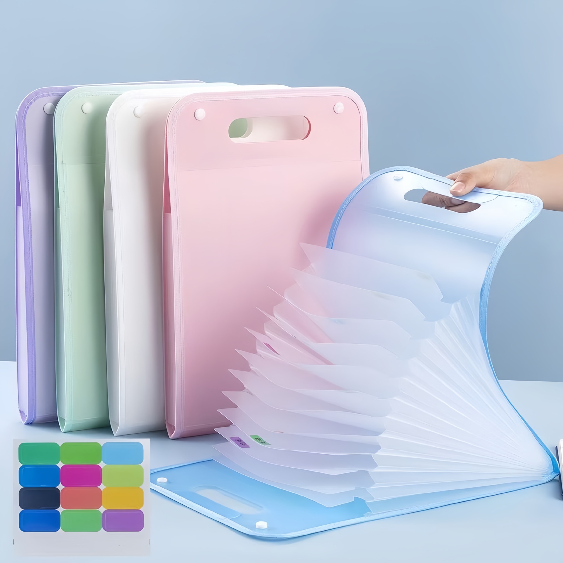 13-Pocket Accordion File Folder — A4 Portable Vertical Folding Organizer with Index Tabs, Suitable for School, Office, Student, and Professional Document Organization, Made of High-Clarity Waterproof Material, Expandable Multi-Functional File Pouch（pink） - Image 2