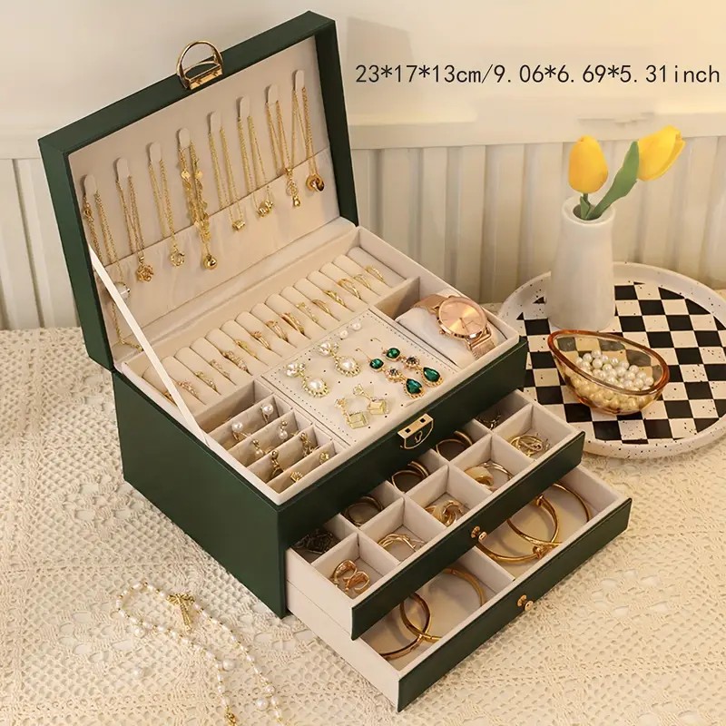 White High-end Jewelry Storage Box for Necklaces, Earrings, Ear Studs, Bracelets, Rings, Exquisite Accessories, Gold, and Jewelry – Large Capacity, Ideal as a Gift for Mother’s Day, Father’s Day, Teacher’s Day, Halloween, Thanksgiving, and Christmas. - Image 8