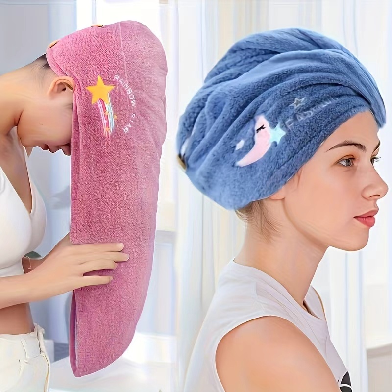Ladies' Soft Quick-Dry Shower Cap Towel - Delicate Embroidery, Essential for a Refreshing Bath（PINK） - Image 3
