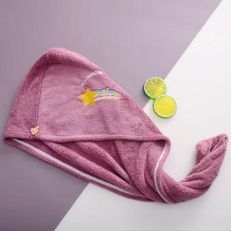 Ladies' Soft Quick-Dry Shower Cap Towel - Delicate Embroidery, Essential for a Refreshing Bath（violet） - Image 1