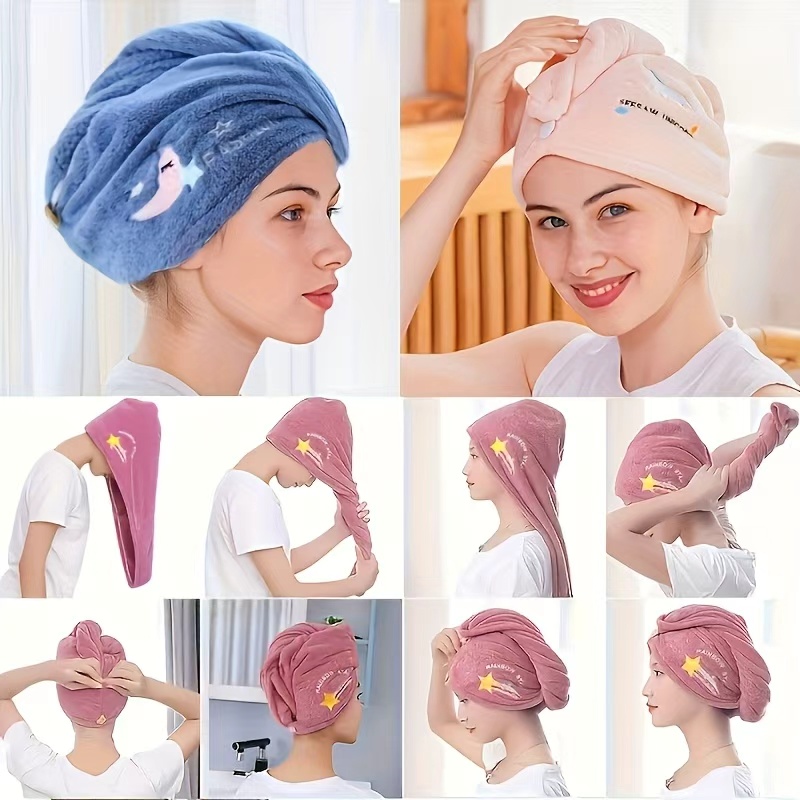 Ladies' Soft Quick-Dry Shower Cap Towel - Delicate Embroidery, Essential for a Refreshing Bath（violet） - Image 6