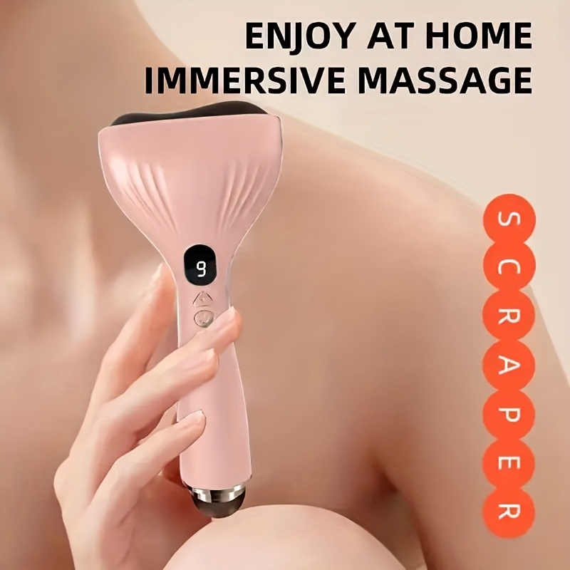 USB Electric Gua Sha Massager, Electric Massager, Heated Vibration Gua Sha Board, Suitable for Neck, Shoulder, and Back Massage Tools, Ideal for Beauty/Daily Relaxation, Home Personal Care Tool（pink)） - Image 1