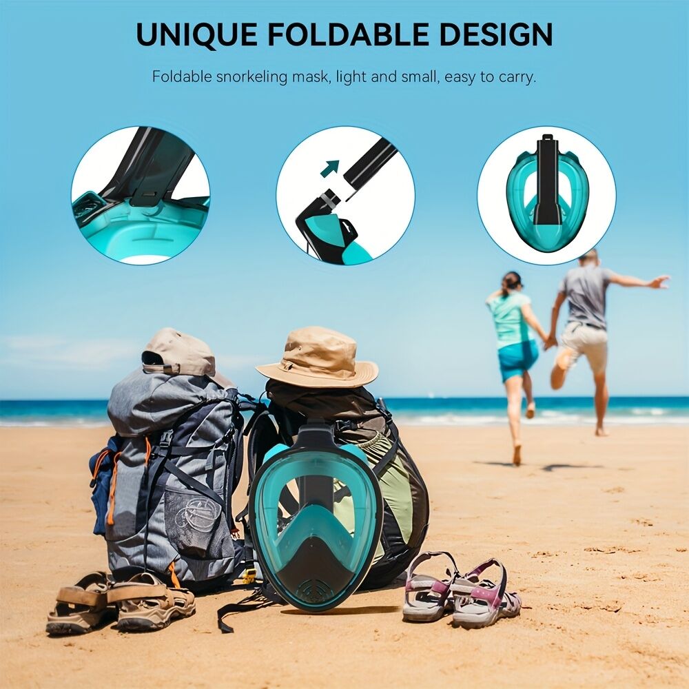 L/XL full-face silicone snorkeling mask, full-dry panoramic snorkeling mirror, camera bracket, large frame anti-leakage and anti-fog swimming mirror set, suitable for adults. - Image 5