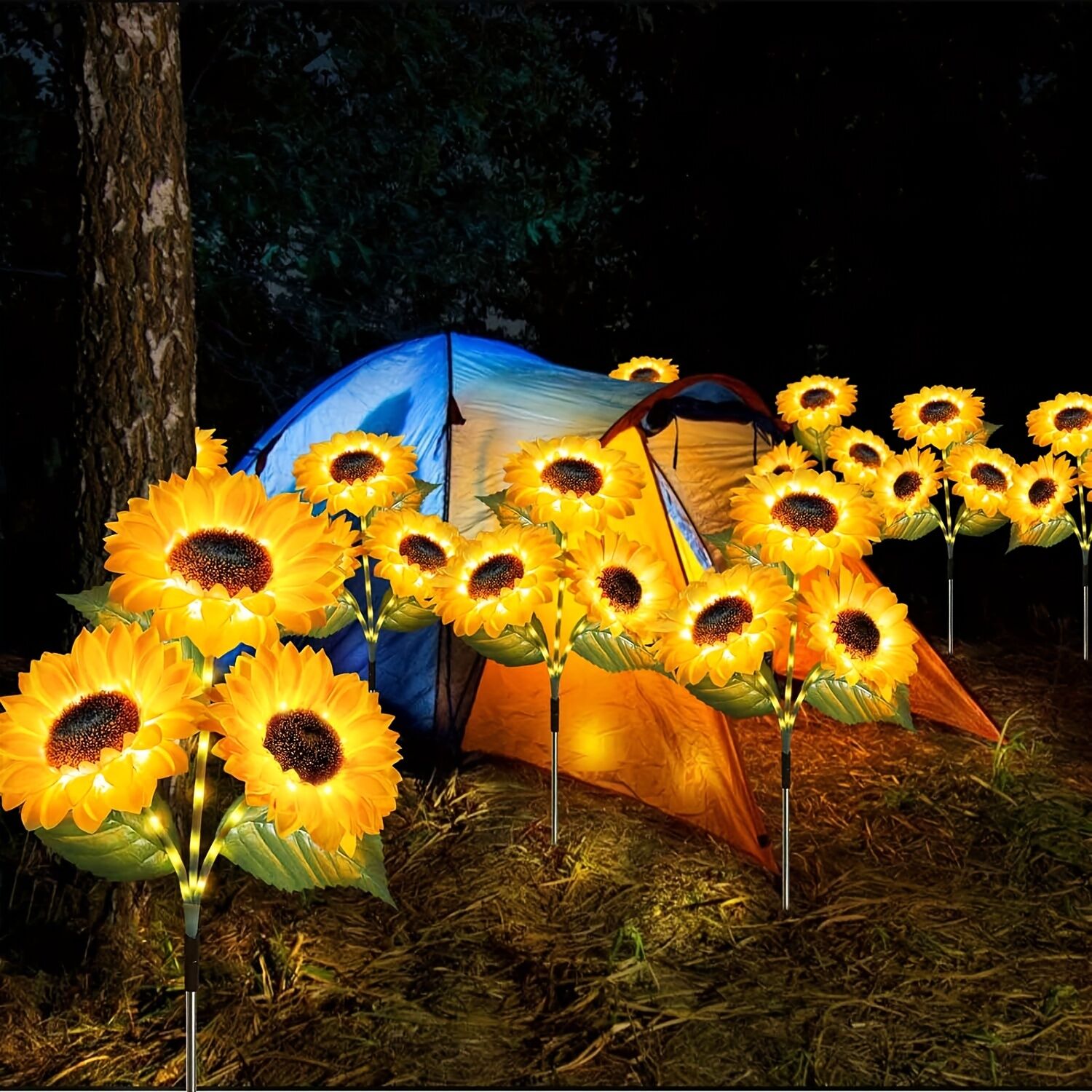 2 pcs of Sunflower-Shaped Ambiance Lights – Soft, Insect-Repellent Glow for Your Private Garden. Adds a Poetic Nighttime & Festive Touch. - Image 1