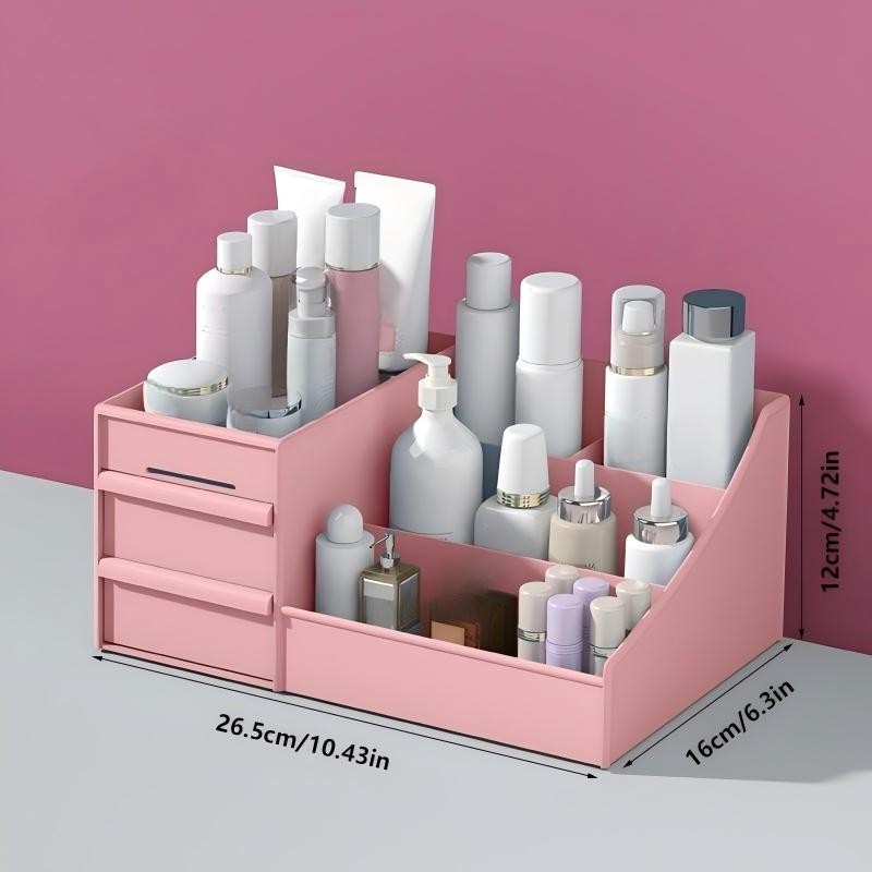 White Multi-Compartment Large-Capacity Desktop Storage Box Keeps vanity tables and desks neat and organized—lipsticks, masks, makeup brushes all stored in one box. Easy access, seamlessly fits into various settings. - Image 8