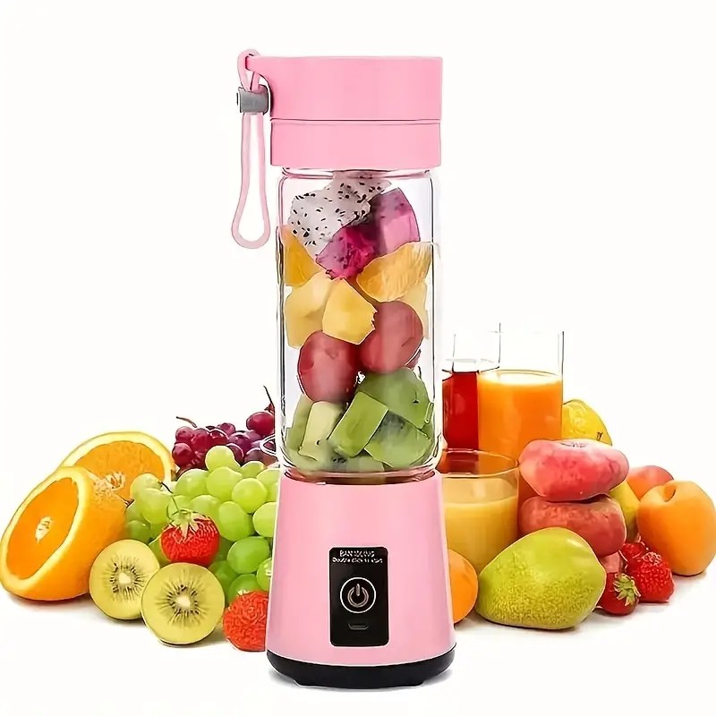 Portable USB Electric Blending Cup with 15.21 oz Capacity (1300 mAh / 3.7 V) – Ideal for Smoothies, Whipped Drinks, Travel, and Fitness.(PINK) - Image 1