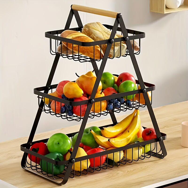 Heavy-Duty Metal Fruit Storage Basket (3-Layer Removable Divider) – Space-Saving Organizer for Kitchen, Refrigerator, Pantry & Dining Table – Sturdy Rectangular Design, Modern Kitchenware | Durable Structure - Image 3