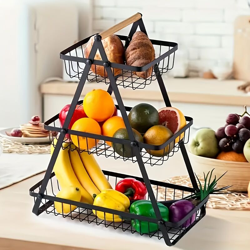 Heavy-Duty Metal Fruit Storage Basket (3-Layer Removable Divider) – Space-Saving Organizer for Kitchen, Refrigerator, Pantry & Dining Table – Sturdy Rectangular Design, Modern Kitchenware | Durable Structure - Image 4