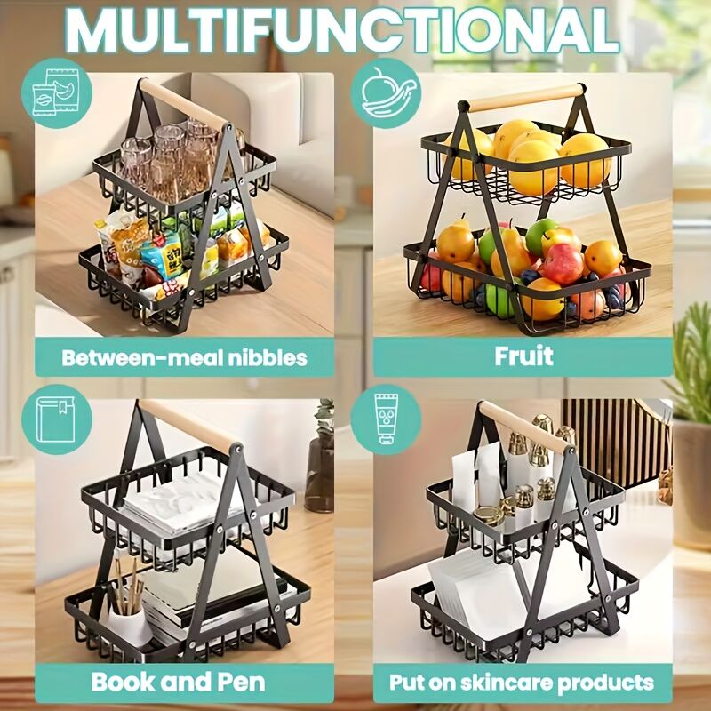 Heavy-Duty Metal Fruit Storage Basket (3-Layer Removable Divider) – Space-Saving Organizer for Kitchen, Refrigerator, Pantry & Dining Table – Sturdy Rectangular Design, Modern Kitchenware | Durable Structure - Image 6