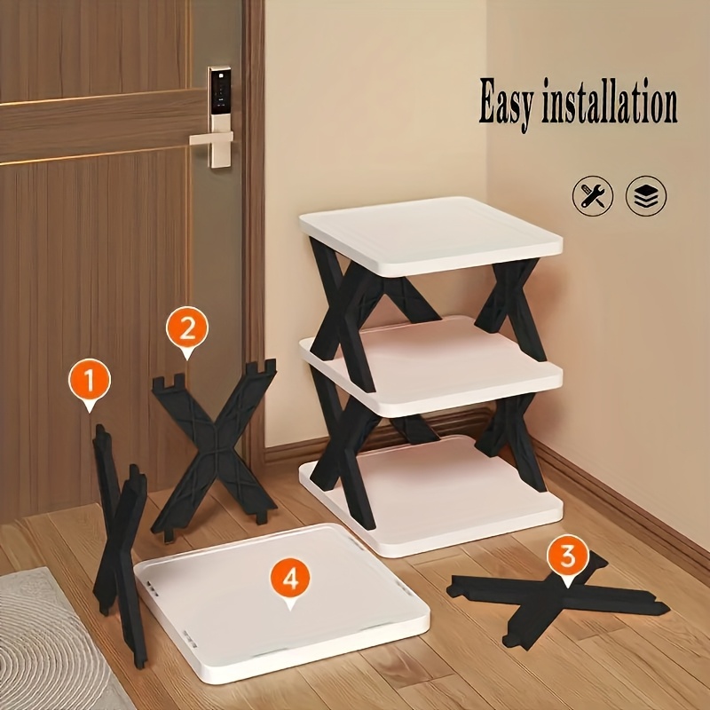 6-Tier Foldable White/BLACK Shoe Rack, space-saving vertical design for entry halls, living rooms, bedrooms, closets, balconies—an essential organizing storage shelf for college dormitories. - Image 3