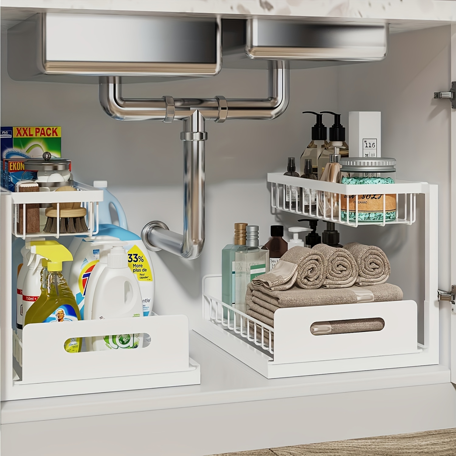 White Not Designed for Design, But Designed for Life: Heavy-Duty Metal Frame Holds 50 lbs, Honeycomb Grid Prevents Water Accumulation, Non-Slip Upgraded Suction Cups for Stable Multi-Scenario Storage - Image 1