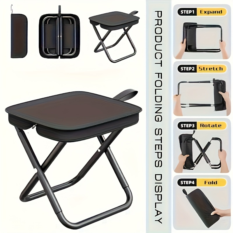 Outdoor One-Second Quick-Open Lightweight Folding Stool | 150KG High Load-Bearing | Portable Camping Chair, Picnic & Fishing Seat | Sturdy & Stable, Packable into Backpack | Essential for Travel - Image 3