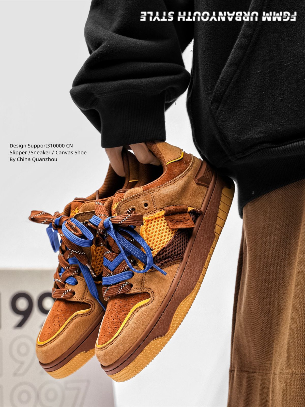 Vintage Sneakers Retro Skate Shoes Couple Matching Shoes Unisex Canvas Shoes - Camel - Size 11(AU11/EU44) - Image 1
