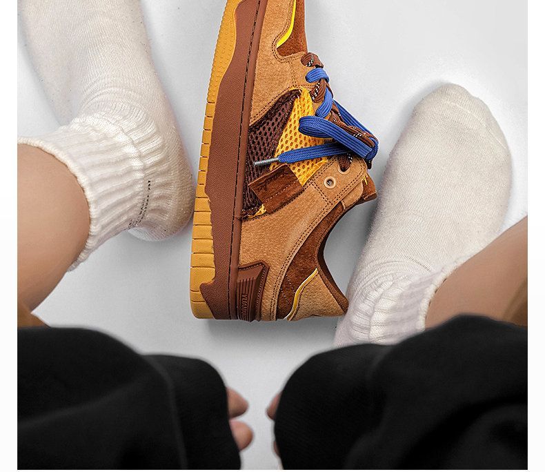 Vintage Sneakers Retro Skate Shoes Couple Matching Shoes Unisex Canvas Shoes - Camel - Size 7(AU7/EU40) - Image 6