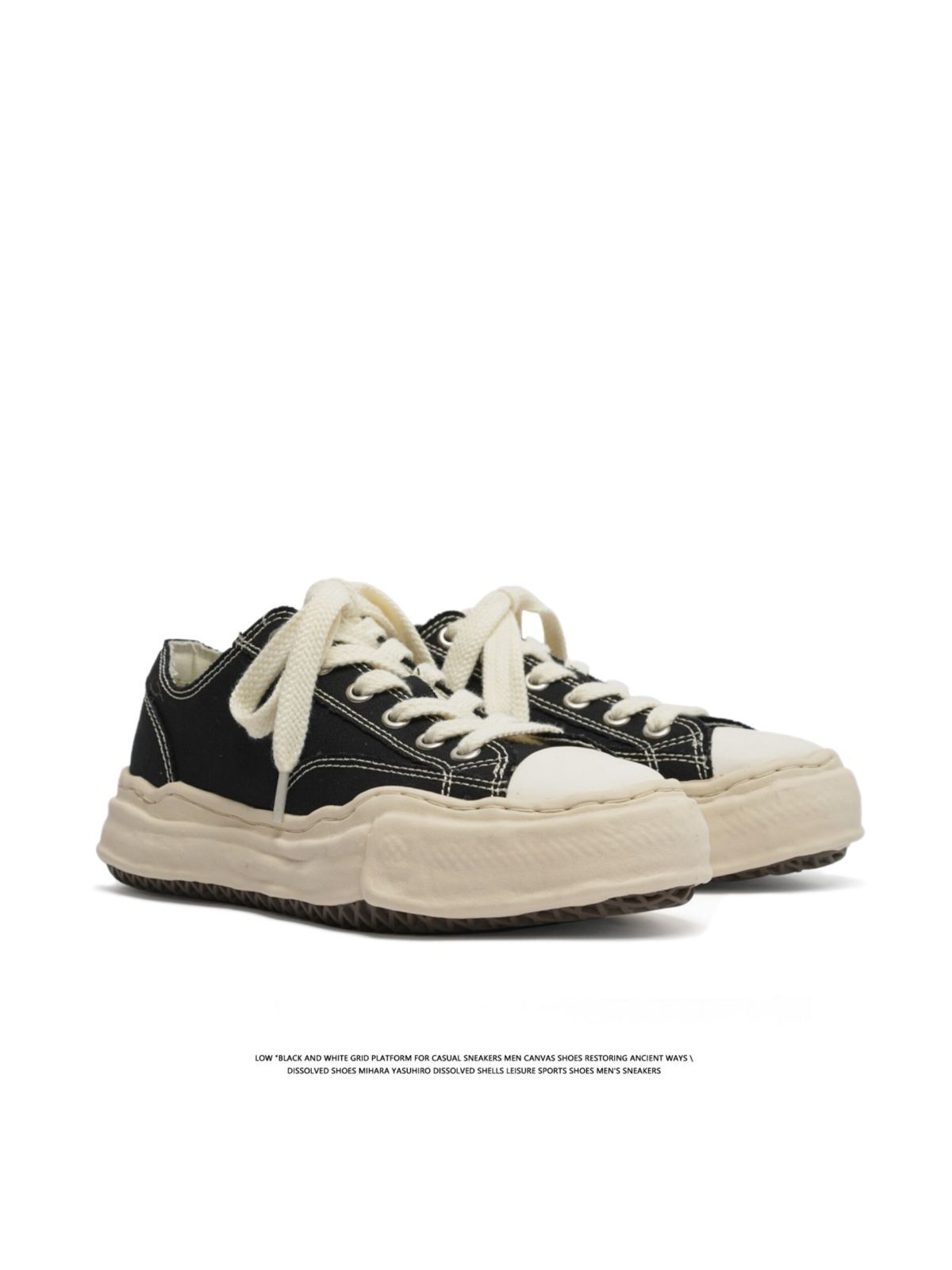Canvas Sneakers Platform Sneakers Height-Increasing Shoes Unisex Casual Shoes - Black and white - Size 9(AU9/EU42) - Image 1