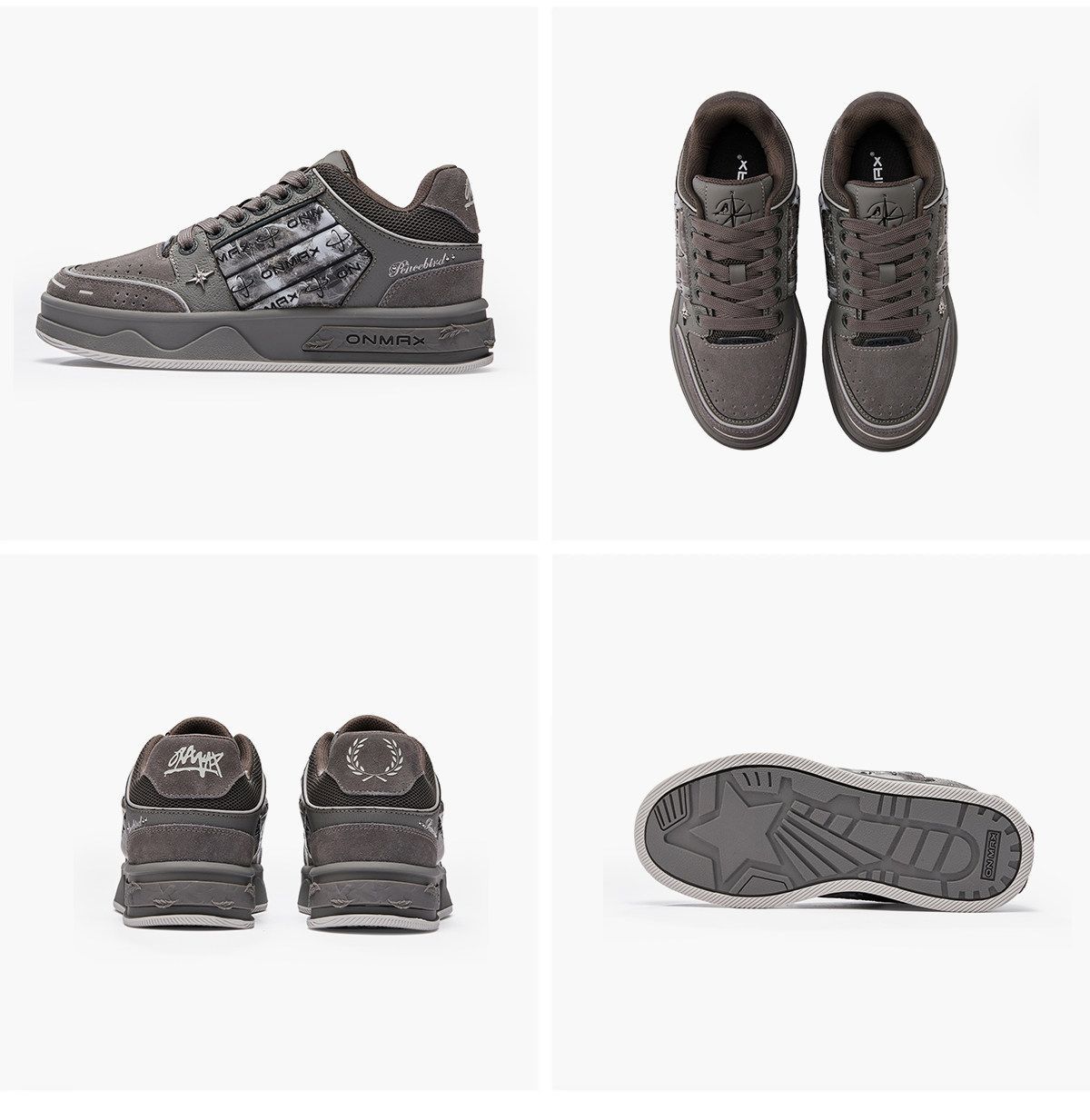 Leopard Print Sneakers Platform Chunky Shoes High-Top Casual Shoes Unisex - Gray pigeon - Size 10(AU10/EU43) - Image 3