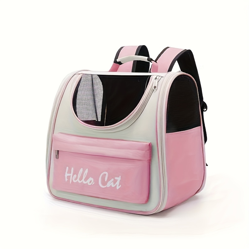 GREEN Hello Cat Nylon Pet Backpack, Large Capacity Foldable Travel Carrier with Zipper Closure, Easy Access for Cats and Small Dogs, Pet Travel Bag with Handle for Puppies and Kittens - Image 6