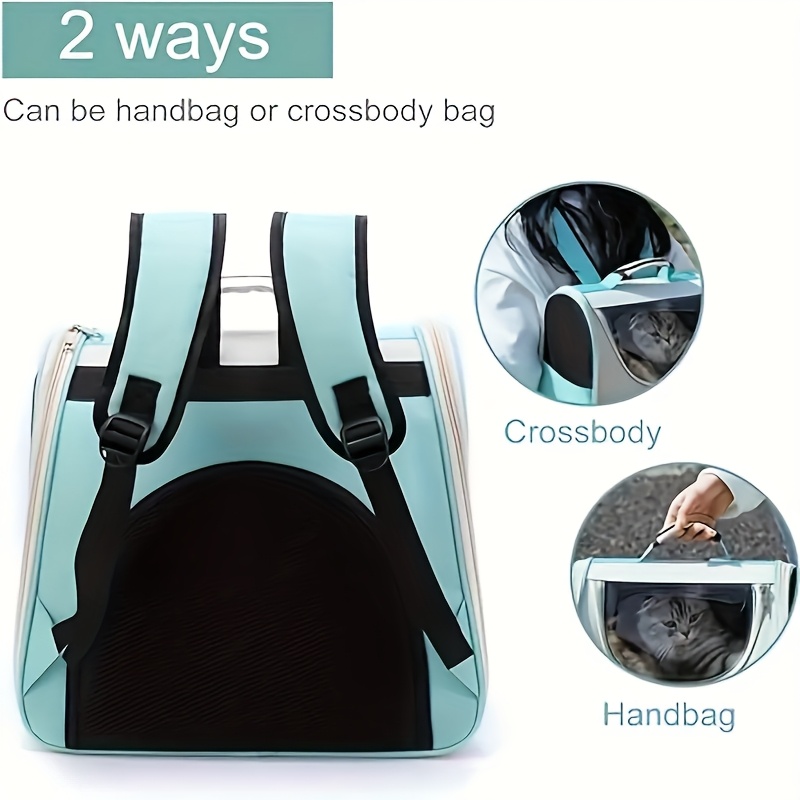 Hello Cat Nylon Pet Backpack, Large Capacity Foldable Travel Carrier with Zipper Closure, Easy Access for Cats and Small Dogs, Pet Travel Bag with Handle for Puppies and Kittens(PINK) - Image 3